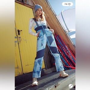 Free People Movement all prepped printed bib overalls ski snowboard ski pants S